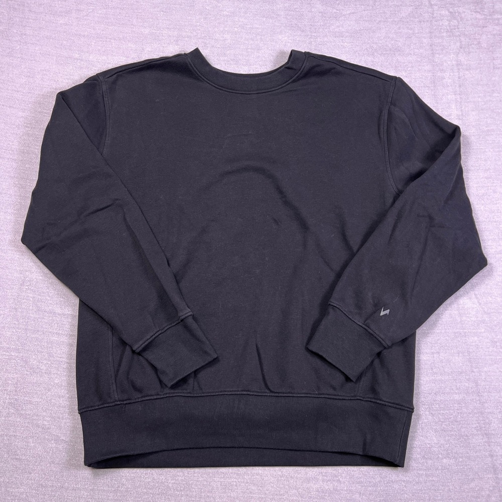 Vively‎ Crewneck Pullover Ribbed Trim Sweatshirt Mens Large Black Cotton Blend